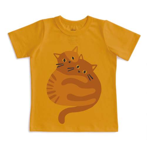 Short-Sleeve GRAPHIC Tee - Cozy Cats Ochre