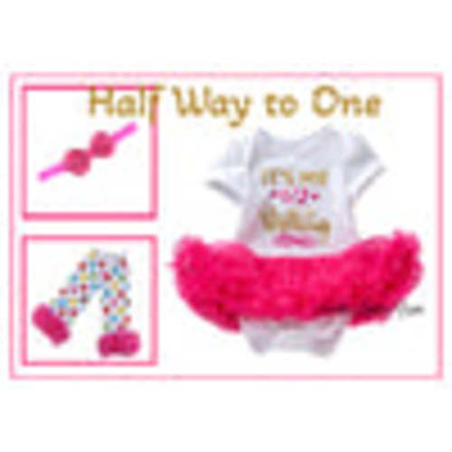 Baby Girls Half Way to 1 Hot Pink Tutu Outfit