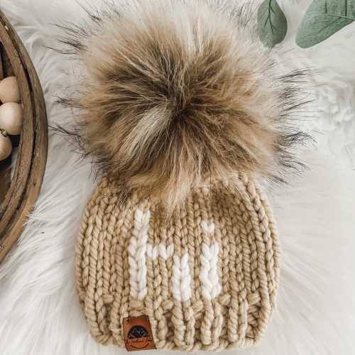Knit Baby 'Hi' Hat, Chunky Beanie, Newborn Photo Prop