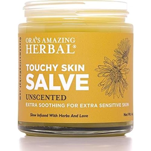 Ora's Amazing Herbal Touchy Skin Salve, Eczema Cream for Kids and Adults, Natural Sensitive Skin Treatment, Itch Cream, Calendula Ointment, 4 oz