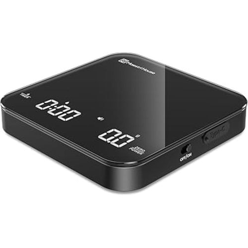 Maestri House Mini Coffee Scale with Timer, USB-C Rechargeable Espresso Scale, 2kg/0.1g Accurate Scale for Espresso and Pour-Over Coffee, Portable Digital Kitchen Scale with Auto Timer (Black)
