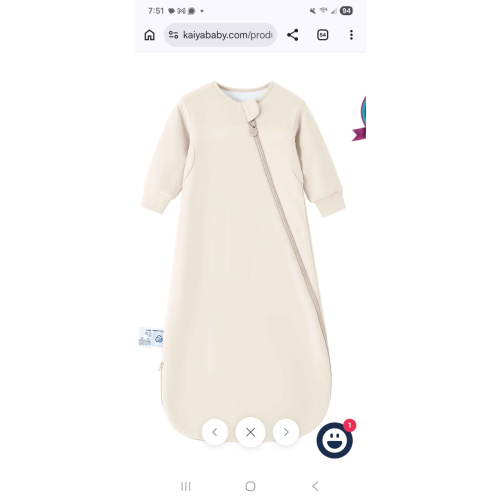 SMALL All Season Long Sleeve Sleep Sack 1.0 TOG - Organic Cotton & Camel Wool - Cream