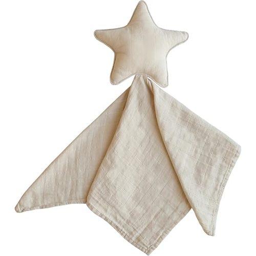 mushie Star Security Blanket | Baby Lovey | 100% Organic Muslin Cotton (Fog)