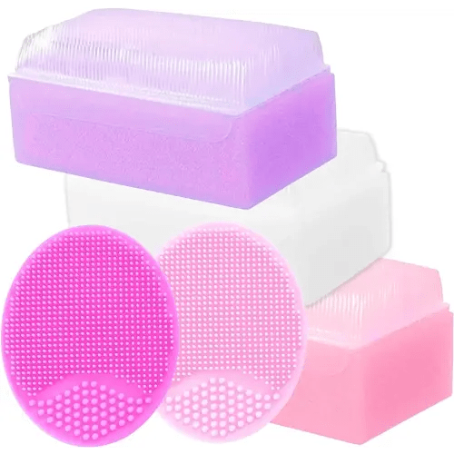 Cradle Cap Brush and Sponge Set for Baby - Bath Essentials for Newborns | Treatment Comb | Baby Bath Sponges (5-Pack Pink)