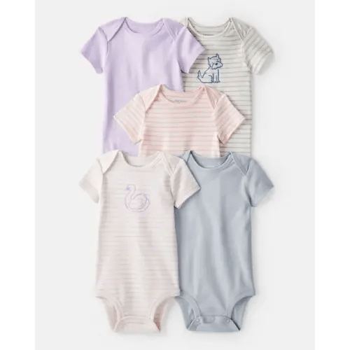 Baby Girl 5-Pack Swan Multipack Bodysuits - Purple/Blue | Carter's