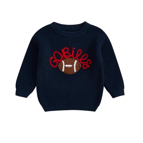 KMBANGI Newborn Toddler Boy Girl Football Sweater Go Bills Pullover Knitwear Game Day Warm Sweatshirt Fall Winter Clothes
