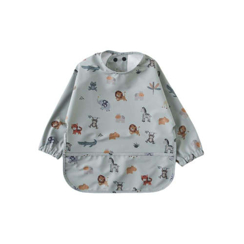 Waterproof Long Sleeve Baby Smock Bib in Sweet Savannah Blue