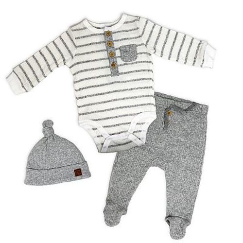 Baby Boys Take Me Home 3 Piece Layette Set, Heather Stripes