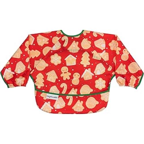 Tiny Twinkle Long Sleeve Bib for Babies & Toddlers – Waterproof Smock Bib for Eating – Machine Washable & Mess-Proof, Baby Feeding Essential & Shower Must-Have(Gingerbread, 6–24M)