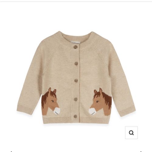 Horse Jacquard Knit Organic Baby Cardigan