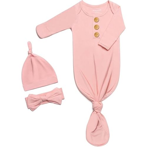 Newborn Baby Knotted Gown Clothes 0-3 Months, Infant Boy Girl Sleeper Outfits