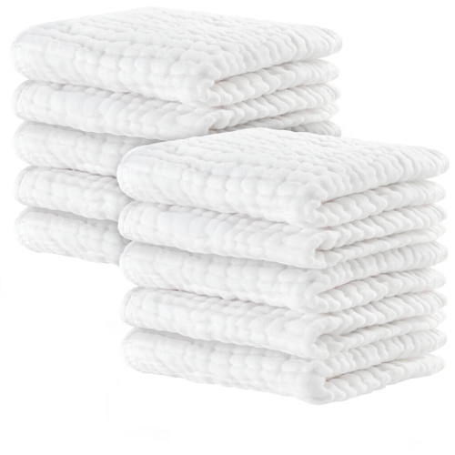 Muslin Washcloths - White - 10 Pack