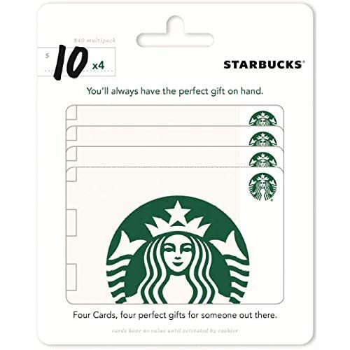 Starbucks Physical Gift Card | Multipack of 4 x $10 - $40
