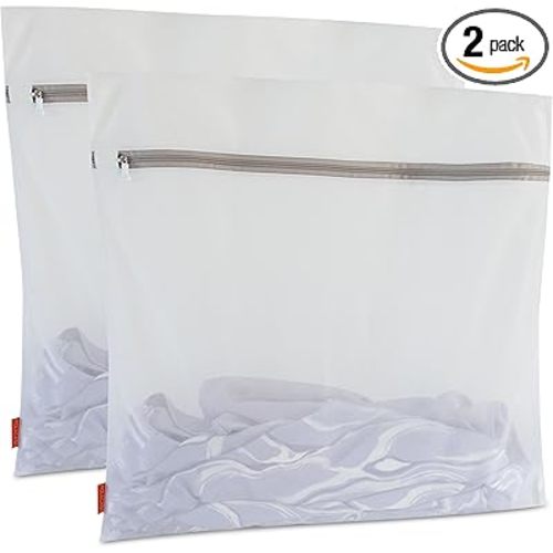 Polecasa 2Pcs 24 x 24 Inches Extra Durable Fine Mesh Laundry Bags with Sturdy Zipper for Delicates, Extra Large Laundry Room Essentials for College, Dorm (2 X-Large)