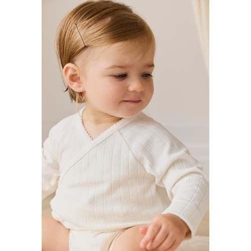 Organic Cotton Marina Bodysuit - Sweet Heart Pointelle Parchment – Jamie Kay USA