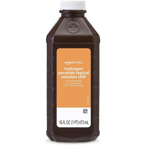Amazon Basics Hydrogen Peroxide Topical Solution USP, First Aid Antiseptic for Cuts, Scrapes and Infection Protection, 16 fl oz, Pack of 1 (Previously Solimo)