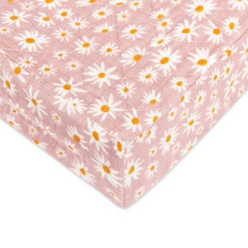 Babyletto Quilted Changing Pad Cover in GOTS Certified Organic Muslin Cotton - Daisy