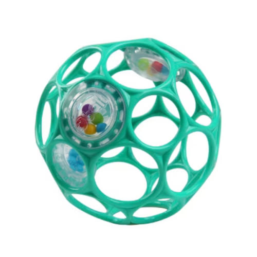 Bright Starts Oball Easy-Grasp Rattle BPA-Free Infant Toy in Teal, Age Newborn and up, 4 Inches