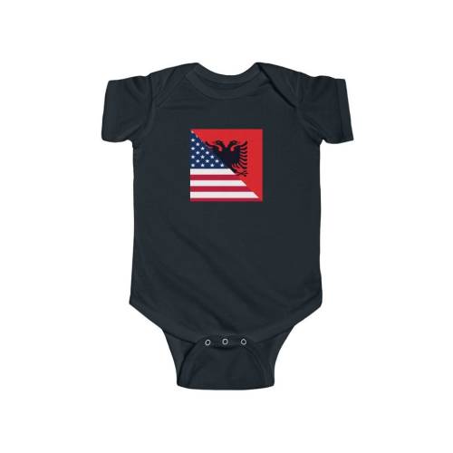 Albania America Flag Baby Bodysuit | USA Albanian Clothing