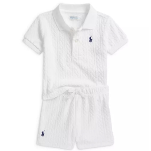 Polo Boys' Cable Terry Polo Shirt & Shorts Cover Up - Baby