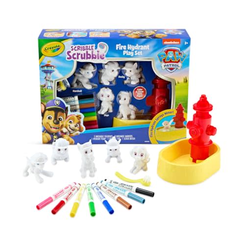 Crayola Scribble Scrubbies PAW Patrol Toy Playset, Washable Coloring Pets & Bath Tub Set with Marshall, Rubble, Rocky & Chase, Gift for Toddlers, Ages 3+