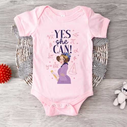 Ada Lovelace Yes She Can Baby Bodysuit, Infant Women's History Month, Empowerment Influential Leaders Equality