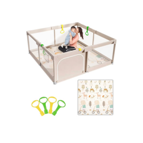 Mloong Baby Playpen with Mat, 59x59 Inches Extra Large Playpen for Babies and Toddlers, Indoor & Outdoor Activity Center, Safety Baby Fence
