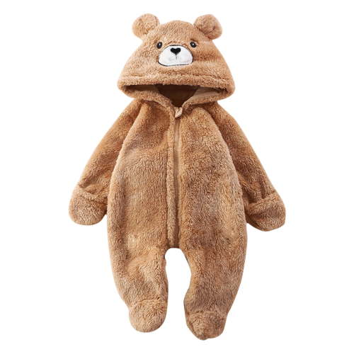Baby Fleece Snowsuit - Bear Outfit Fleece Warm Jumpsuit Romper Hooded Infant Girls Boys Winter Coat - Long Sleeve Baby Rompers Infant Winter Clothes
