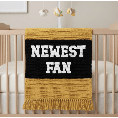 Pittsburgh Steelers Inspired Baby Blanket – “NEWEST FAN” Graphgan Pattern