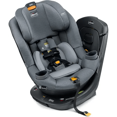 Chicco Fit360® ClearTex® Rotating Convertible Car Seat with 360 Degree Rotation for Rear-Facing and Forward-Facing, LeverLock® Self-Tensioning Lock System | Titanium/Grey