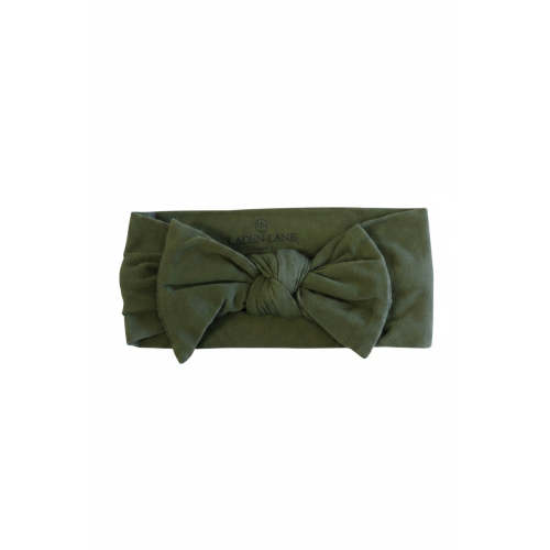 Solid Olive Knit Large Bow Headwrap