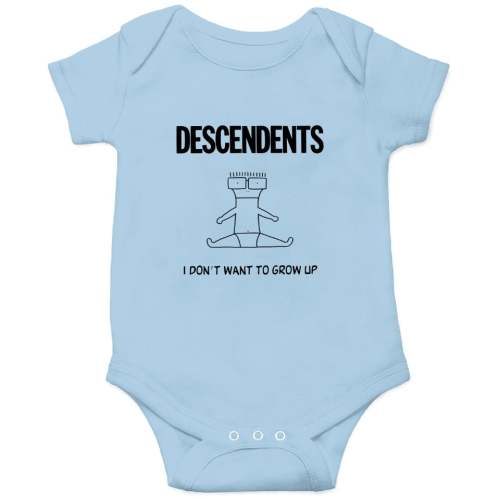 Descendents I Don't Want To Grow Up Yellow Onesies Kids's Short Sleeve Onesie 6M Light blue sold by Ruby Noisy | SKU 40353502 | Printerval
