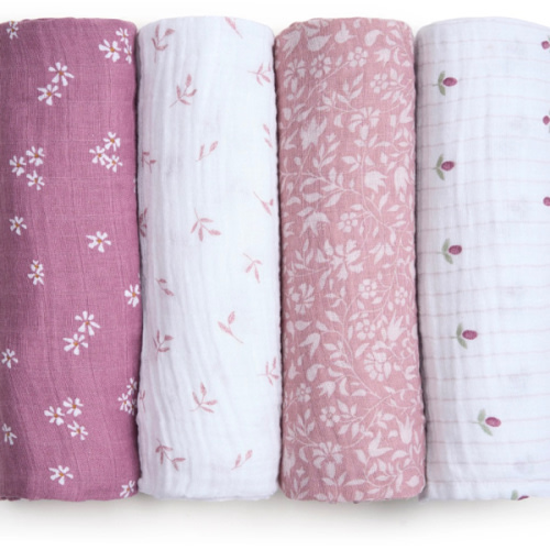 aden + anais heritage floral organic cotton muslin swaddles 4 pack