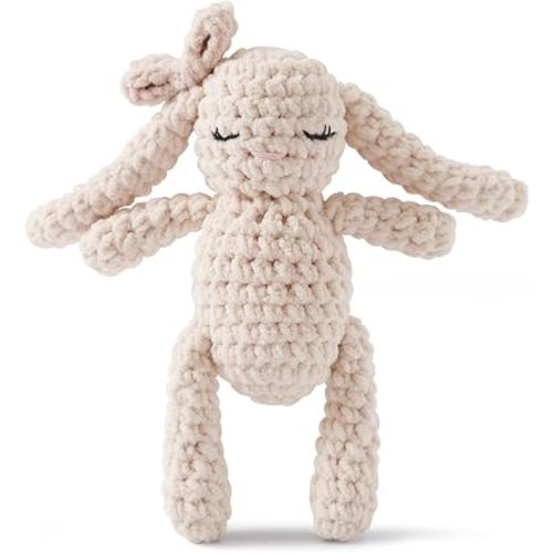 Crochet Baby Rattle Animal - Cute Bunny Hand-Woven Plush Toy for Infants 0-12 Months, Soft Sensory Shaker for Newborns, Early Learning Montessori Toy, Ideal Registry Gift & Keepsake