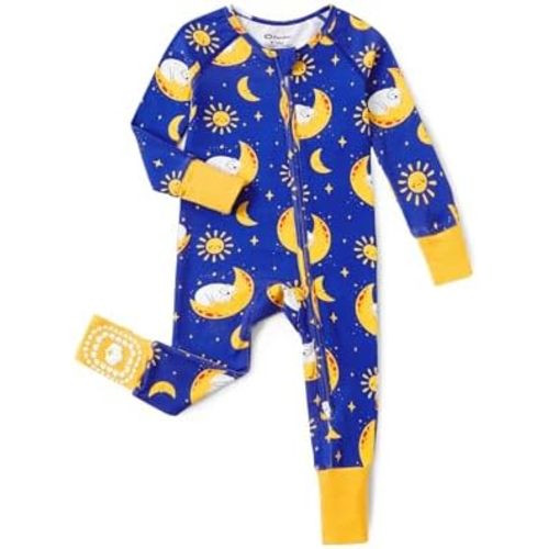 PATPAT Organic Cotton Baby Footie Pajamas with Two-Way Zipper & Mittens