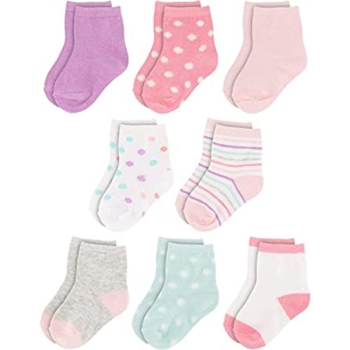 Rising Star Baby Socks for Boys & Baby Girl Newborn Socks - Crew Ankle Cotton Infant Socks 0-6, 6-12 months (8 pack)