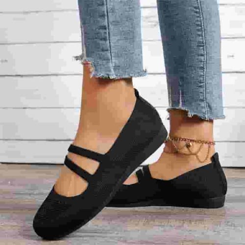 TOWED22 Flat Sandals For Women,Women's Flats Shoes Women Comfortable Dress Shoes Pointed Toe Flats Ballet Flats mesh Knit Flat Dressy Slip on Business Casual Shoes,Black