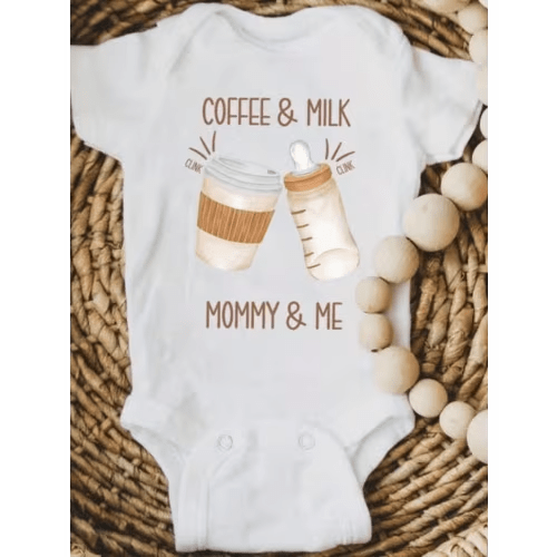 coffee milk graphic baby onesie adorable white cotton - Temu
