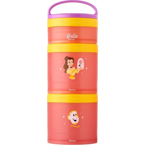 Whiskware Disney Princess Beauty and the Beast, Kids, Durable Food Storage Containers for Car, and Airplane Travel, Dishwasher Safe, Belle and Chip
