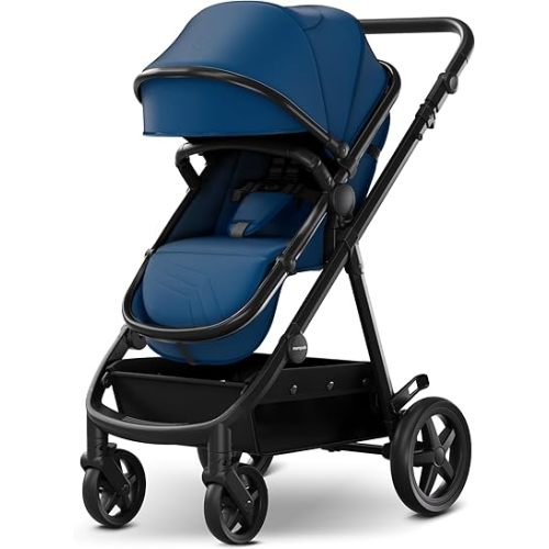 Mompush Meteor2 Baby Stroller 2-in-1 with Newborn Mode, Large Shock-Absorbing Wheels, Car Seat Adapter Included – Full-Size Infant & Toddler Stroller for All-Terrain Family Outings