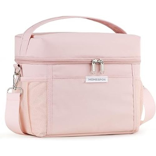 HOMESPON Lunch Box for Women Men - Insulated Lunch Bag Waterproof Lightweight Cooler Bag for Work, Picnic, Travel (Medium, Pink)