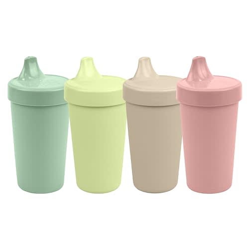Re-Play Sippy Cups for Toddlers - 10 Oz. Reusable Spill Proof Cups for Kids, Dishwasher/Microwave Safe - Made in USA - Set of 4-3.13" x 6.25" - Cactus Flower