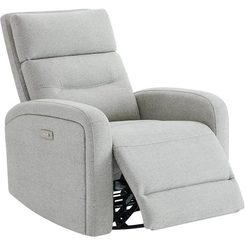 Watson & Whitely Swivel Power Recliner Glider Rocker, Small Recliner with Charging Port for Living Room, Fabric in Dove Grey