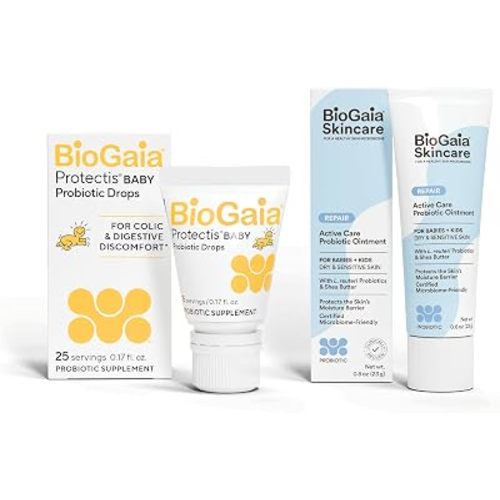 BioGaia Baby Probiotic Essentials For Digestive & Skin Health | Drops Ease Colic, Gas & Tummy Issues | Ointment Soothes & Hydrates Dry, Irritated Skin
