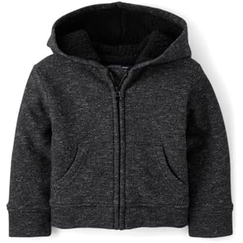 And Toddler Long Sleeve, Sherpa Lined, Zip-front Hoodie Sweatshirt