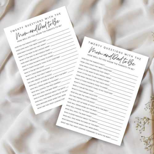 Merit and Muse Twenty Questions With the Mom and Dad to Be Baby Shower Game