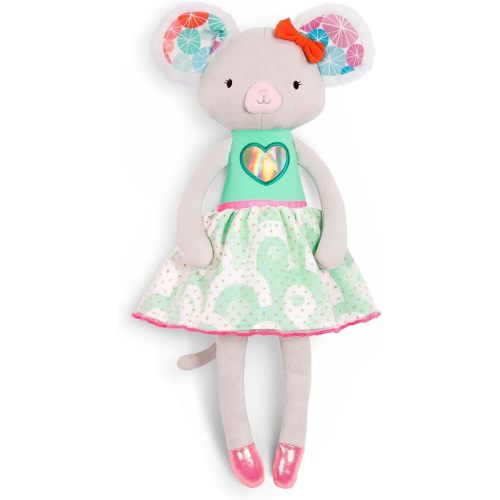 B. toys - Tippy Toes - Plush Doll - Mouse Toy Doll - Soft Stuffed Animal for Babies, Toddlers, Kids - Mint & White Outfit – 15-Inch - Washable Mouse