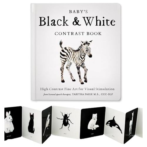 Baby's Black and White Contrast Book: High-Contrast Art for Visual Stimulation at Tummy Time (Tabitha Paige Children's Book Series)