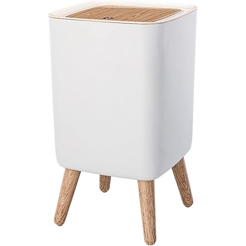 WanWanKa Mini White Plastic Trash Can, 2.6 Gallon Capacity, Slim Design, Anti-Odor, Easy to Clean, Suitable for Any Place