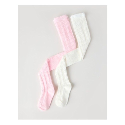 2 Pack Cable Knit Tights in Pink